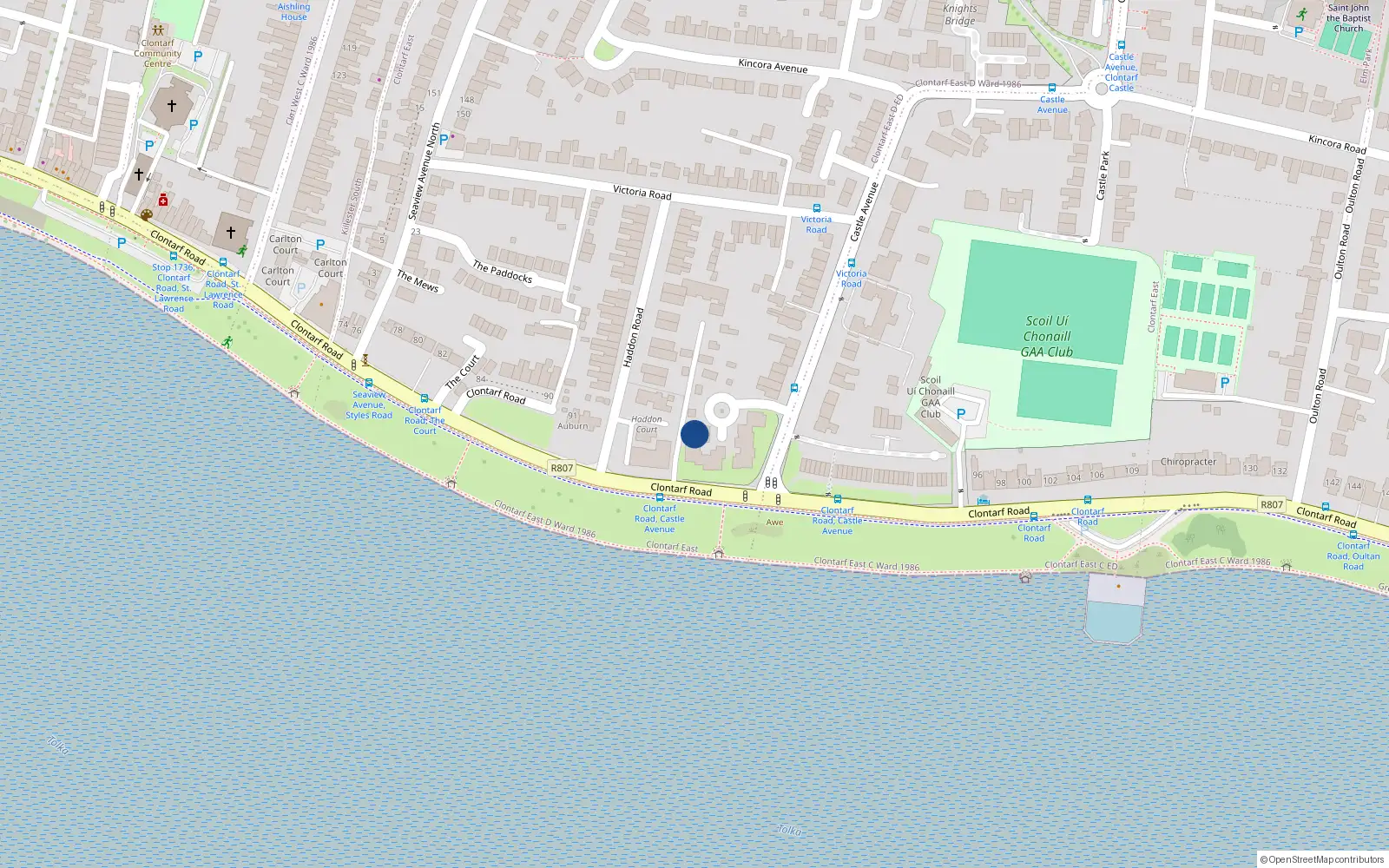 Overhead map showing the location of 23 the Schooner Alverno, Castle Avenue, Clontarf Dublin 3