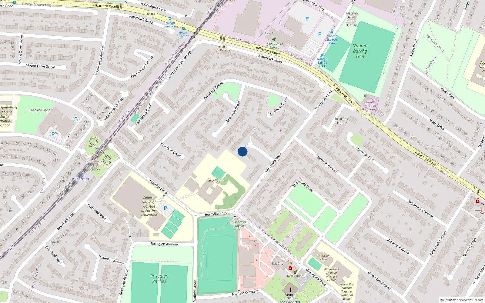 Overhead map showing the location of 23 Thornville Road, Dublin 5