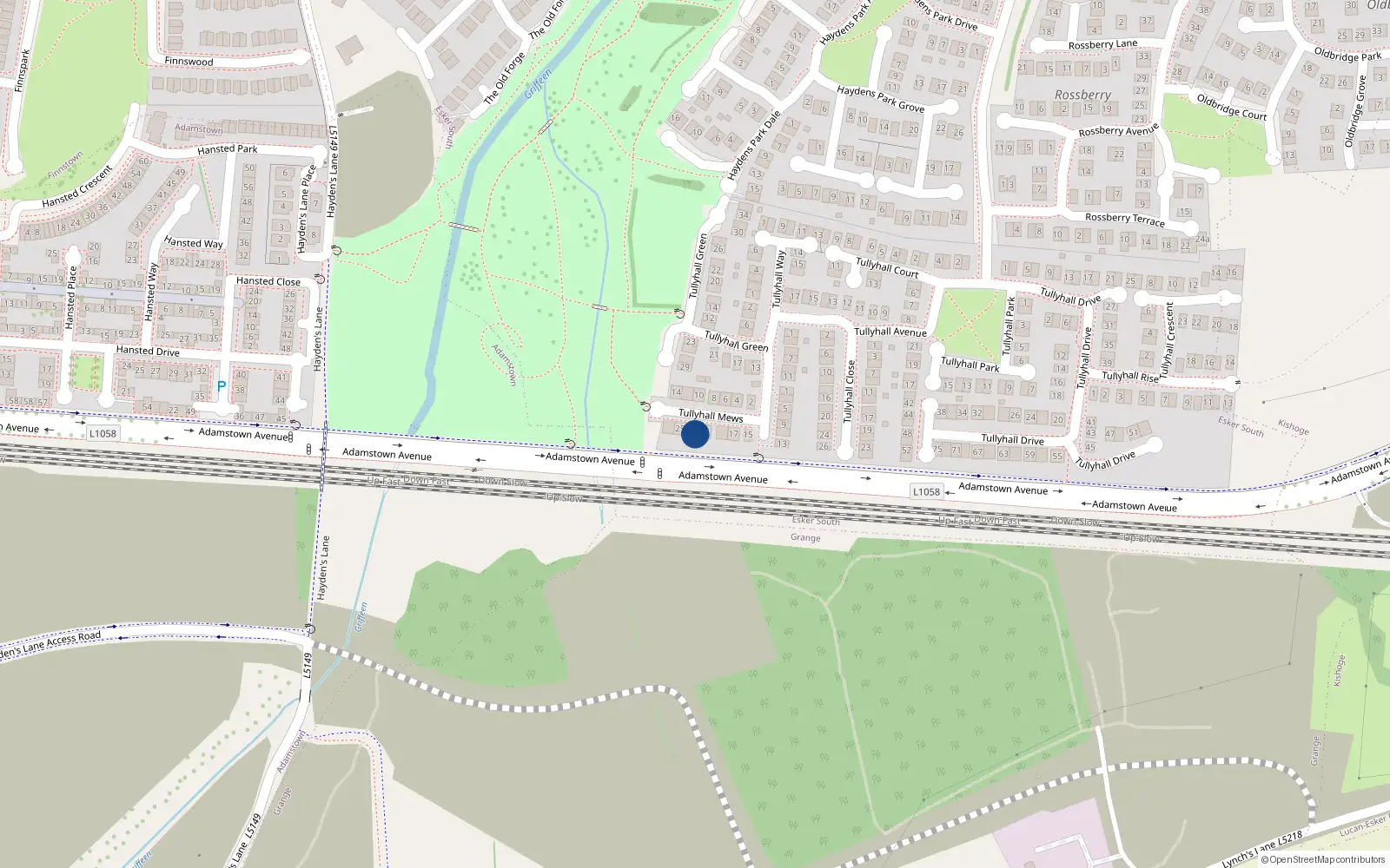 Overhead map showing the location of 23 Tullyhall Mews, Lucan