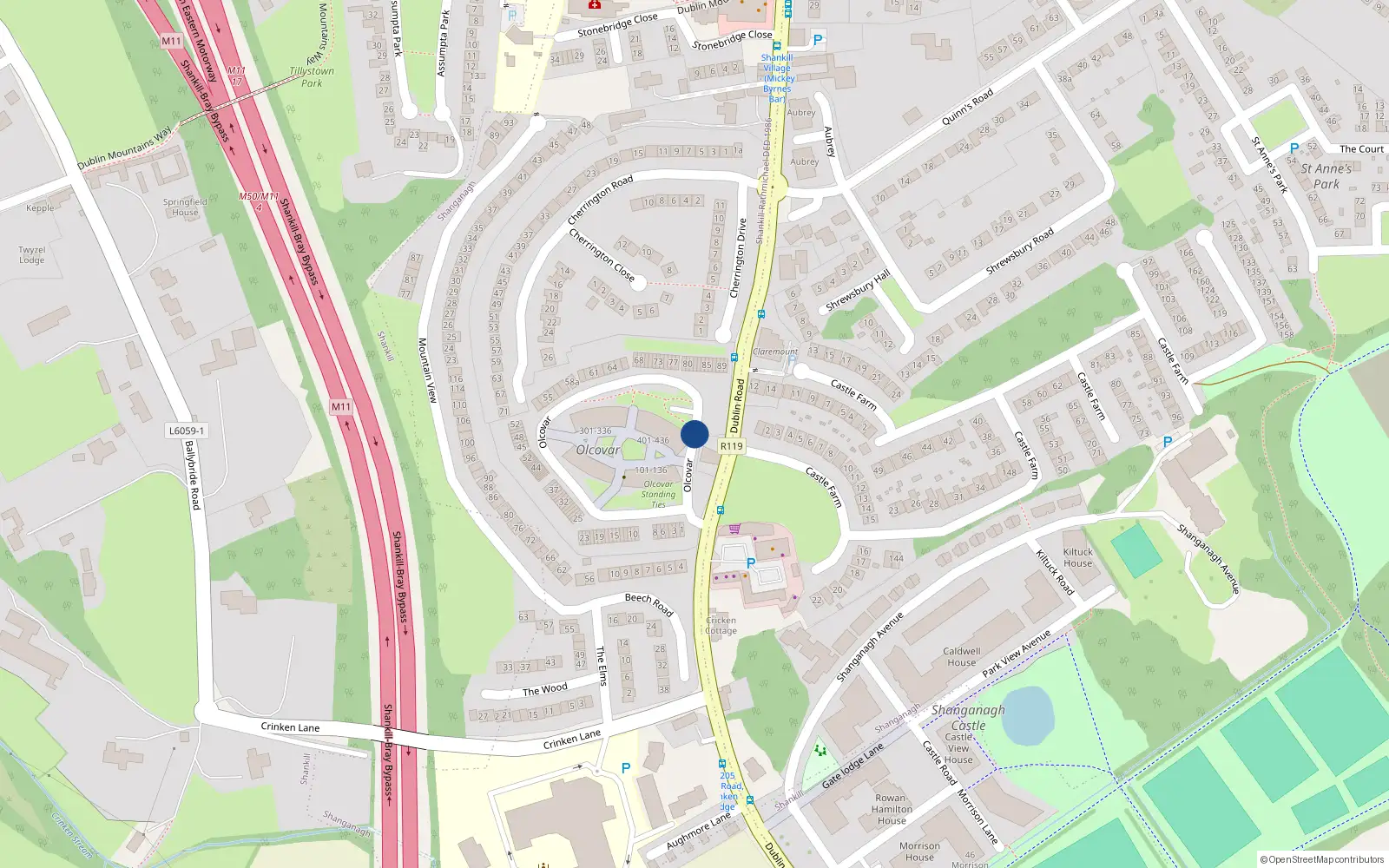 Overhead map showing the location of 234 Olcovar, Dublin