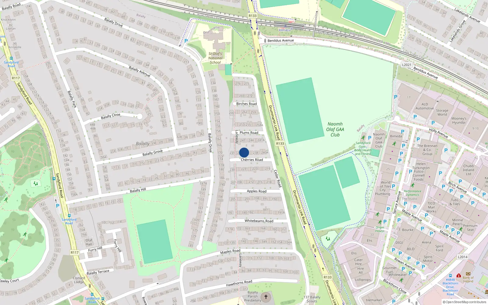 Overhead map showing the location of 234 Cherries Road, Wedgewood