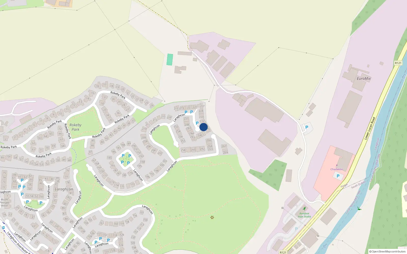 Overhead map showing the location of 235 Laraghcon, Lucan, Dublin