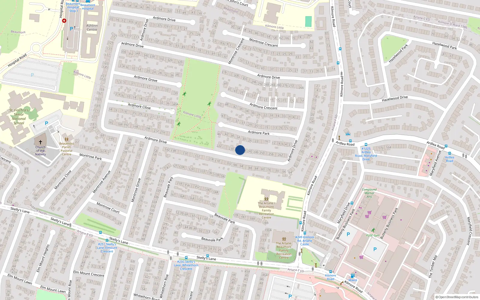 Overhead map showing the location of 236 Ardmore Drive, Dublin 5