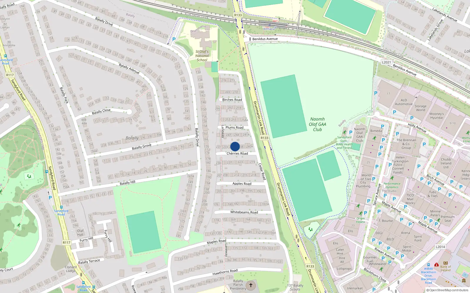 Overhead map showing the location of 236 Cherries Road, Wedgewood