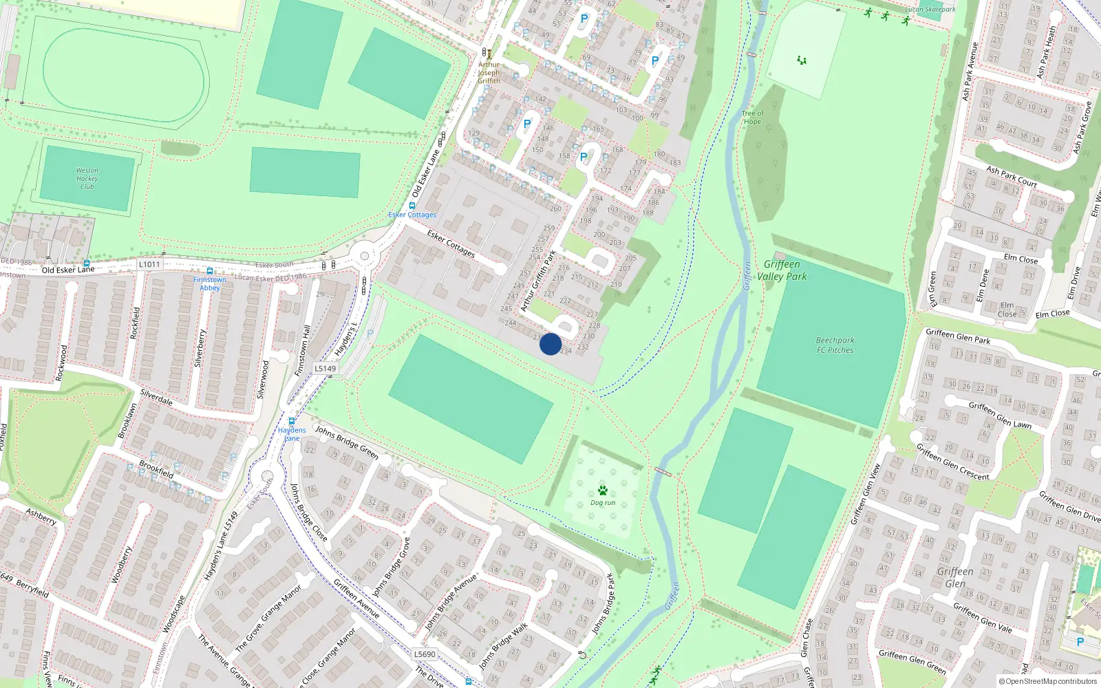 Overhead map showing the location of 237 Arthur Griffith Park, Lucan
