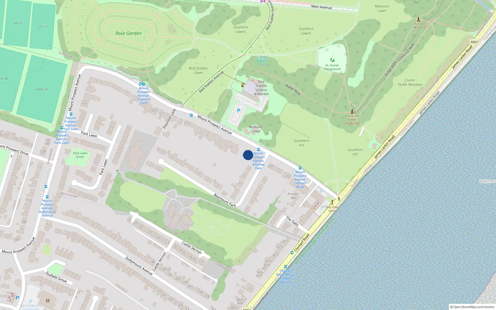 Overhead map showing the location of 239 Mount Prospect Avenue, Dublin 3