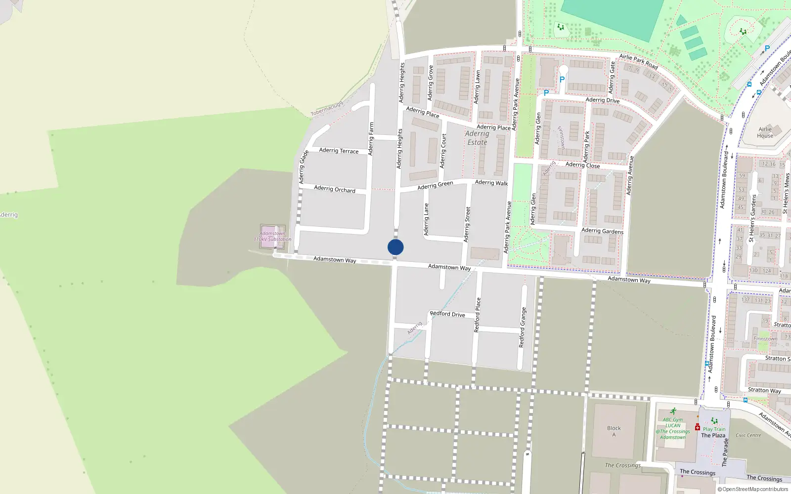 Overhead map showing the location of 24 Aderrig Heights, Aderrig