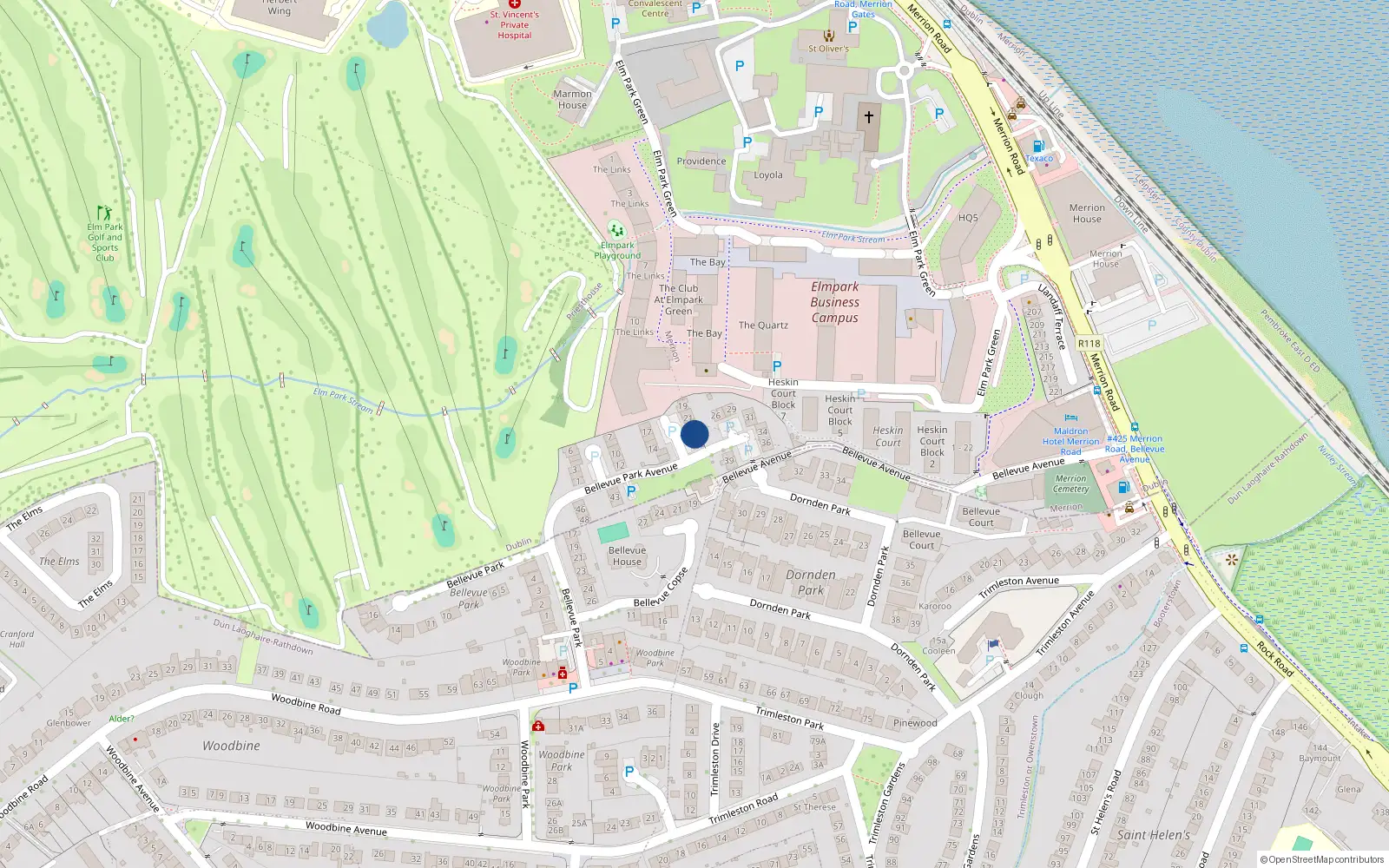Overhead map showing the location of 24 Bellevue Park Avenue, Priesthouse