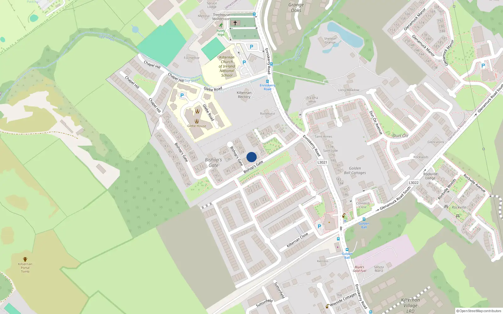 Overhead map showing the location of 24 Bishops Gate, Kilternan