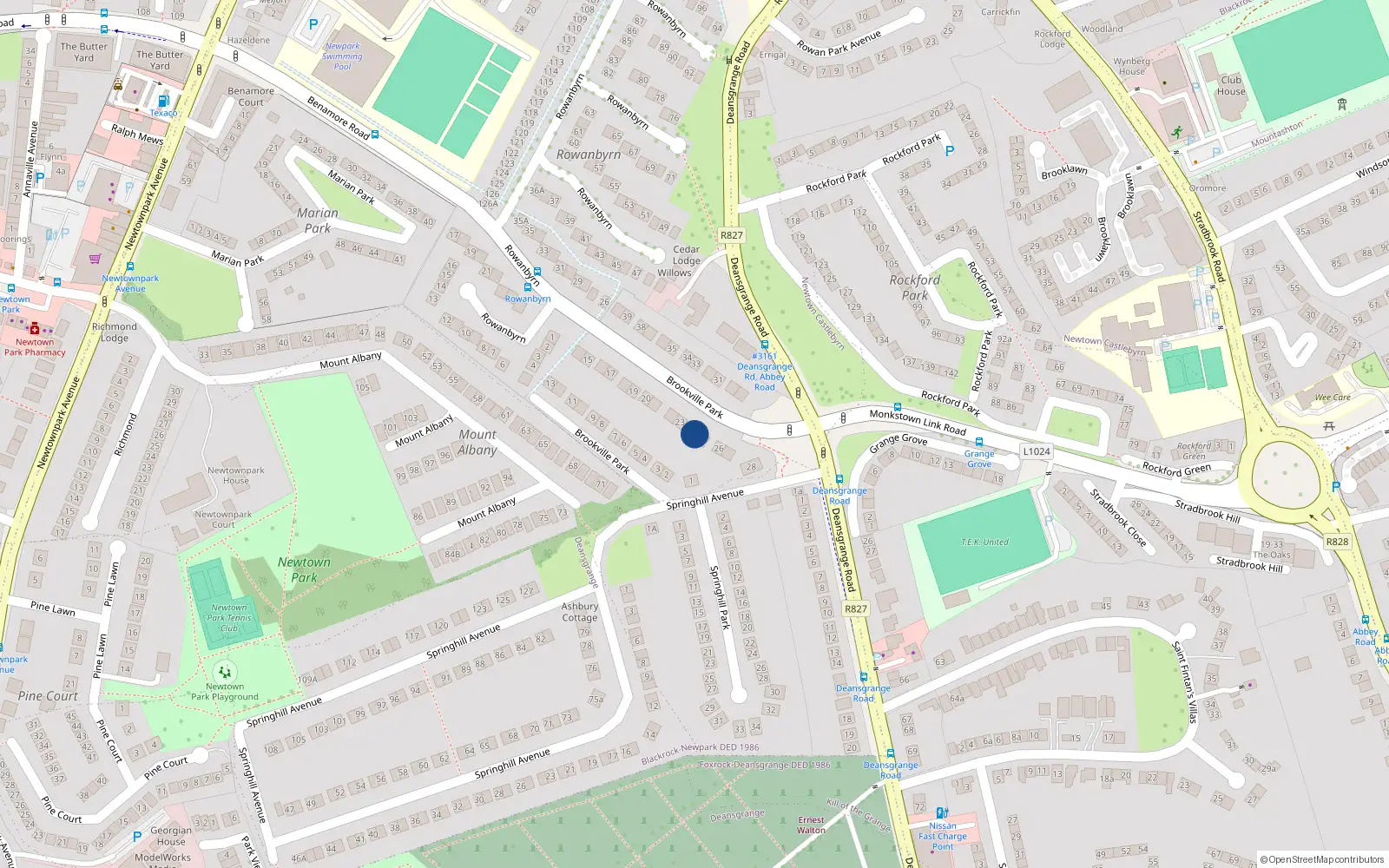 Overhead map showing the location of 24 Brookville Park, Blackrock