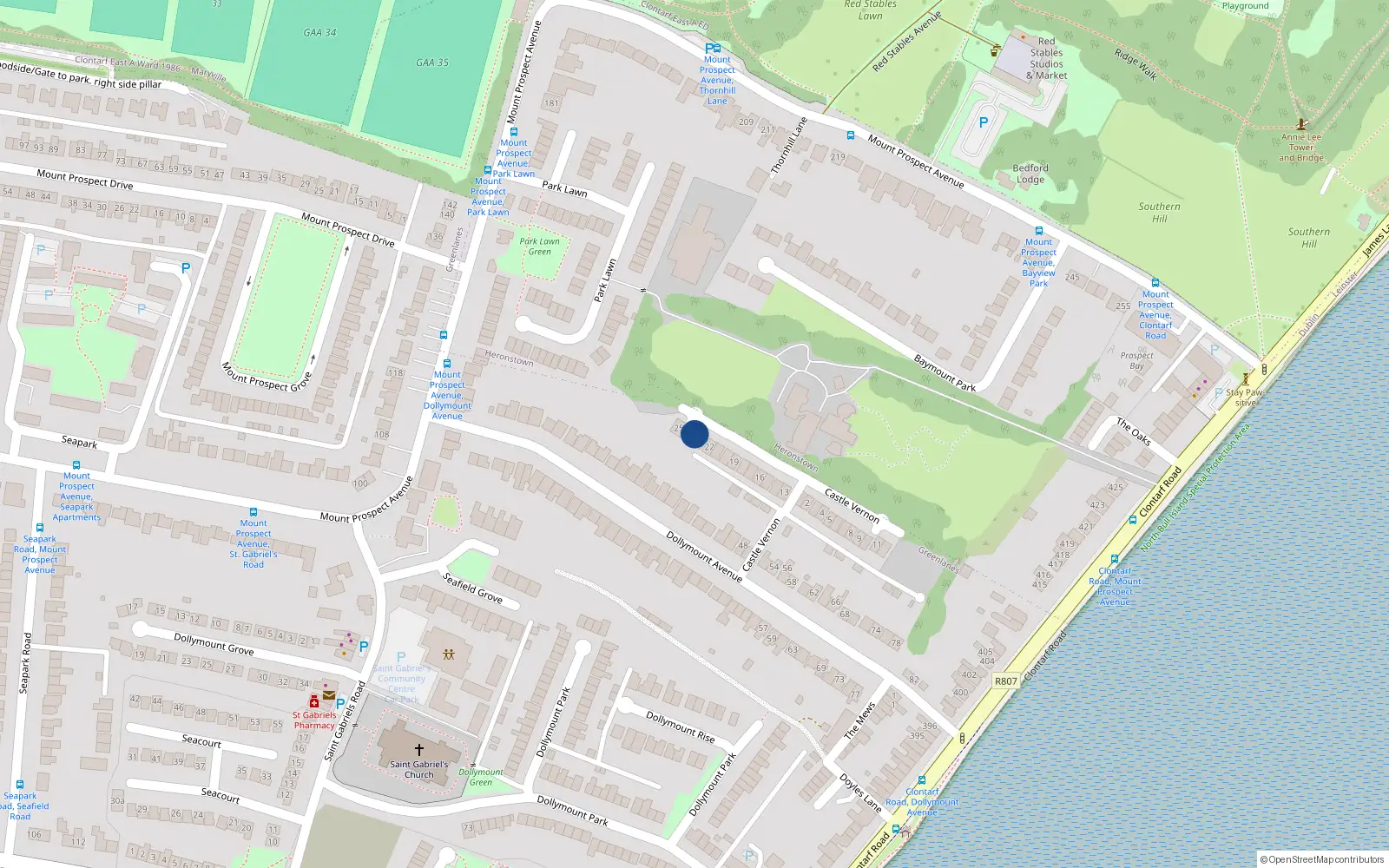 Overhead map showing the location of 24 Castle Vernon, Dublin 3