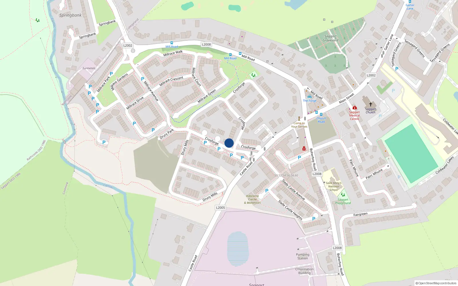 Overhead map showing the location of 24 Crosforge, Saggart