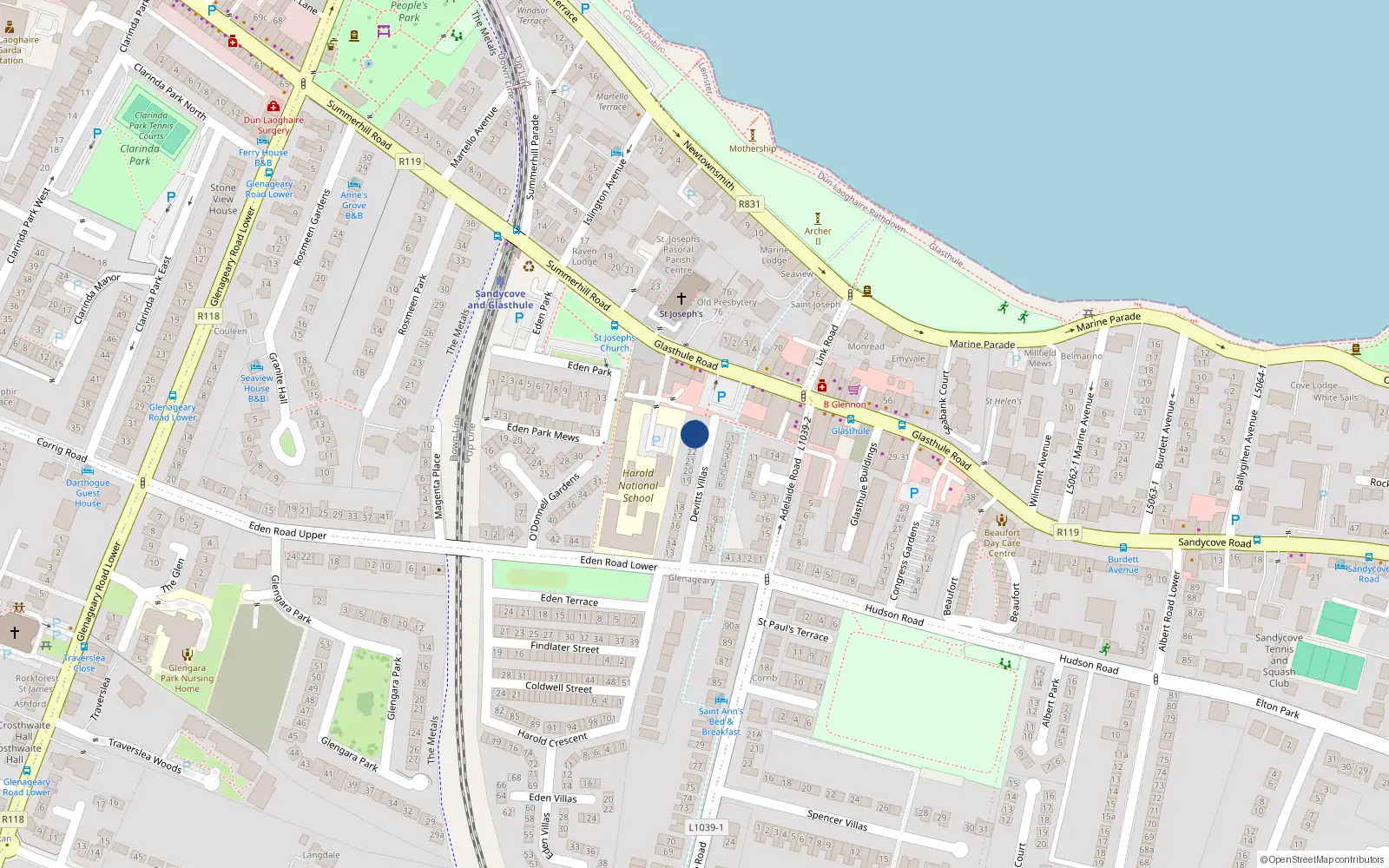 Overhead map showing the location of 24 Devitt Villas, Co Dublin