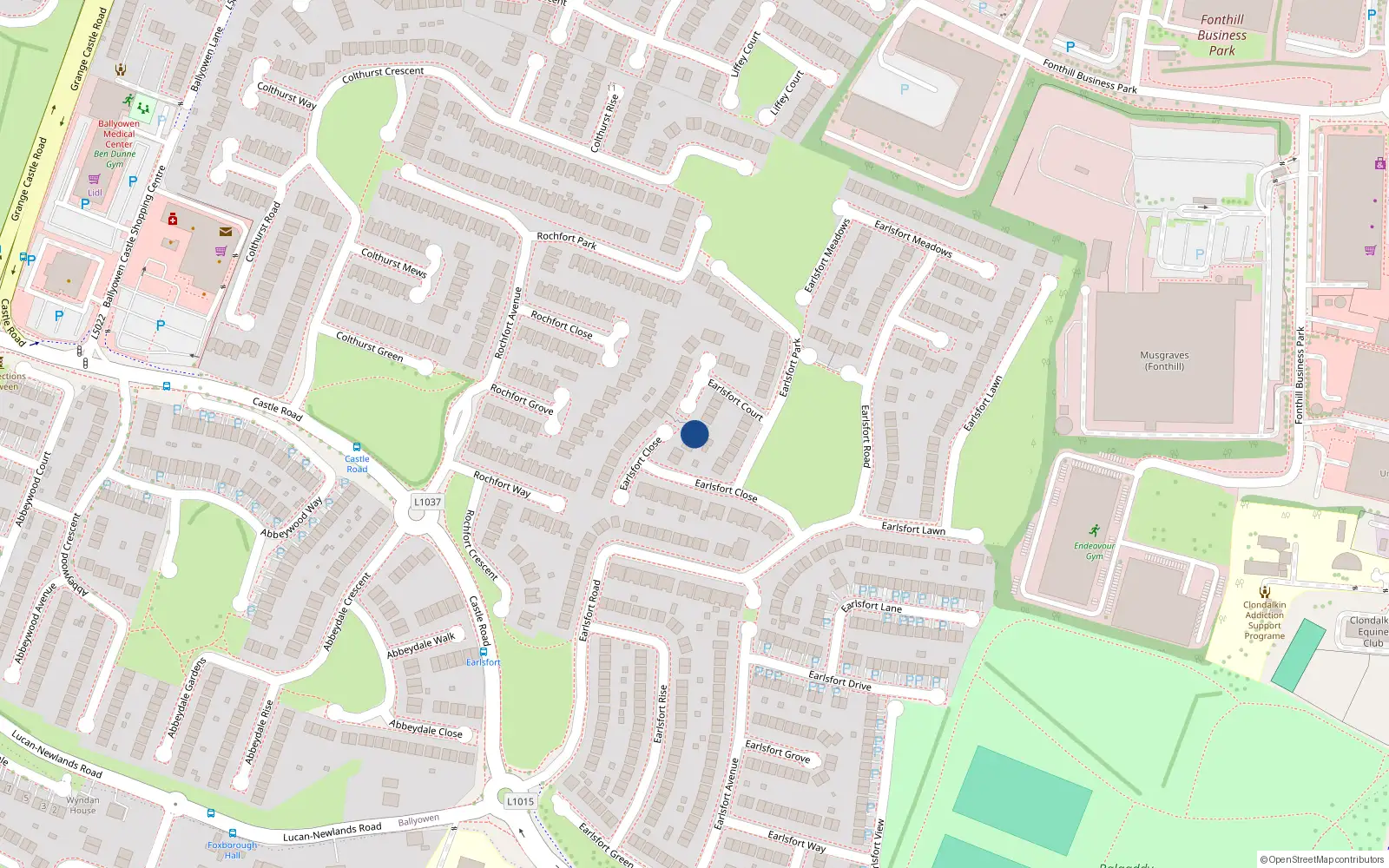 Overhead map showing the location of 24 Earlsfort Close, Earlsfort, Lucan