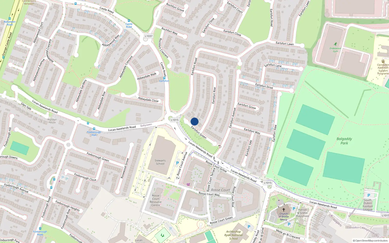 Overhead map showing the location of 24 Earlsfort Green, Lucan, Dublin