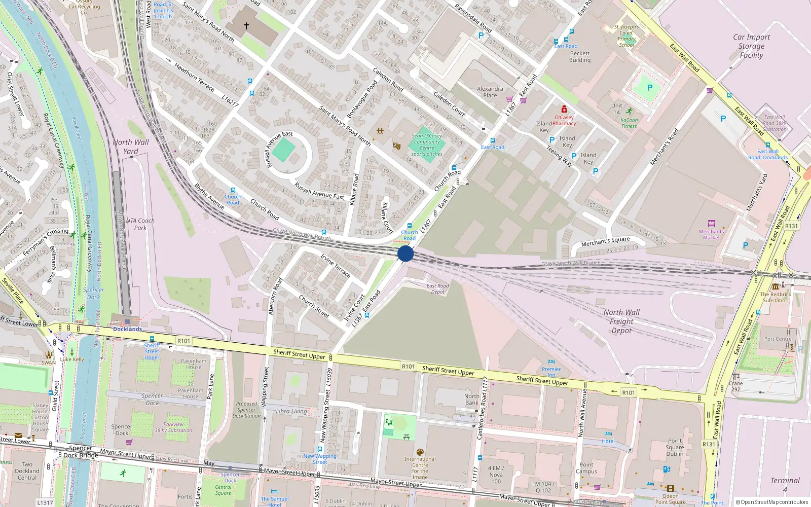 Overhead map showing the location of 24 East Road, North Strand