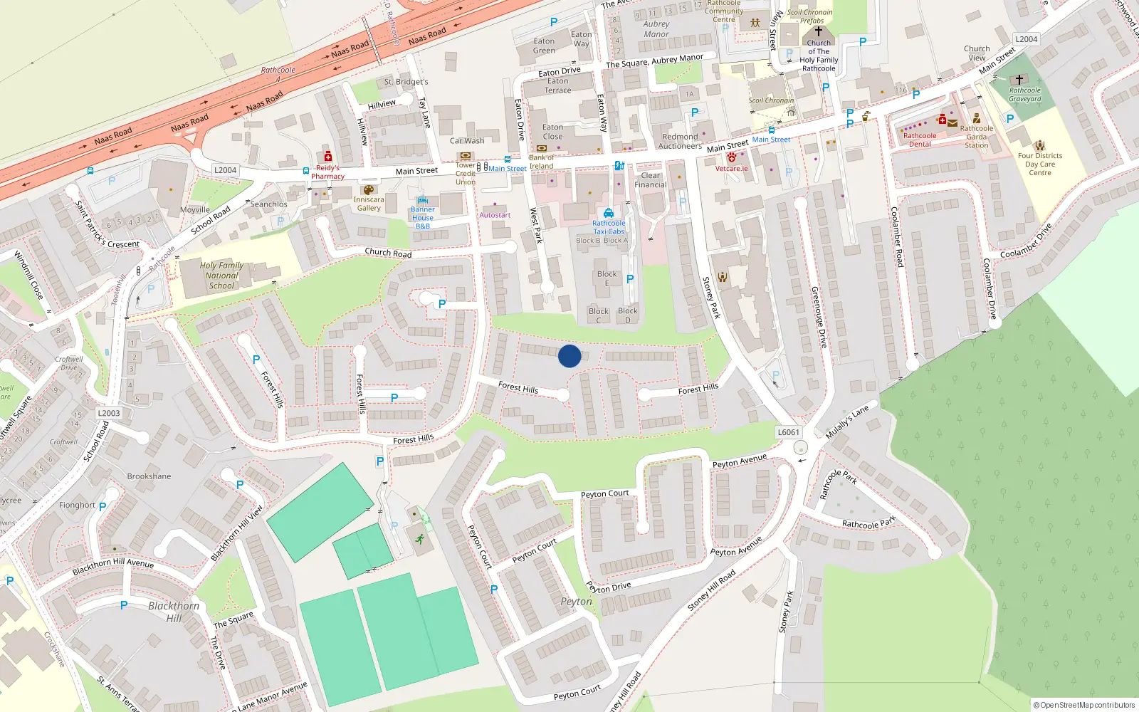 Overhead map showing the location of 24 Elm Walk, Forest Hills, Rathcoole