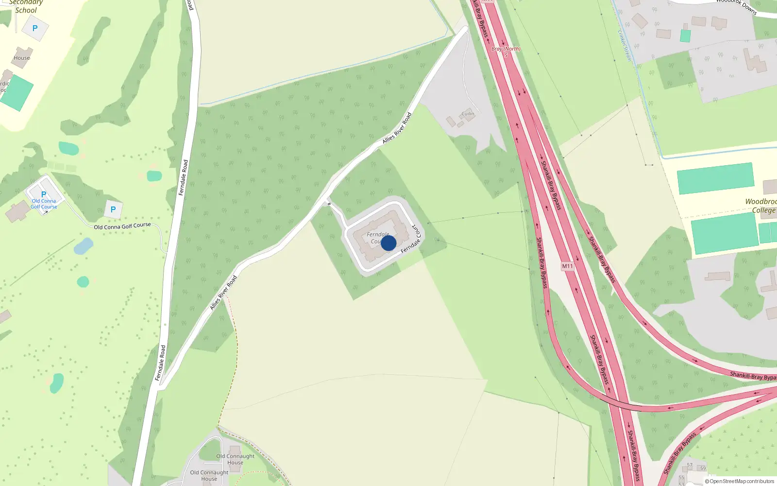 Overhead map showing the location of 24 Ferndale Court, Rathmichael, Dublin