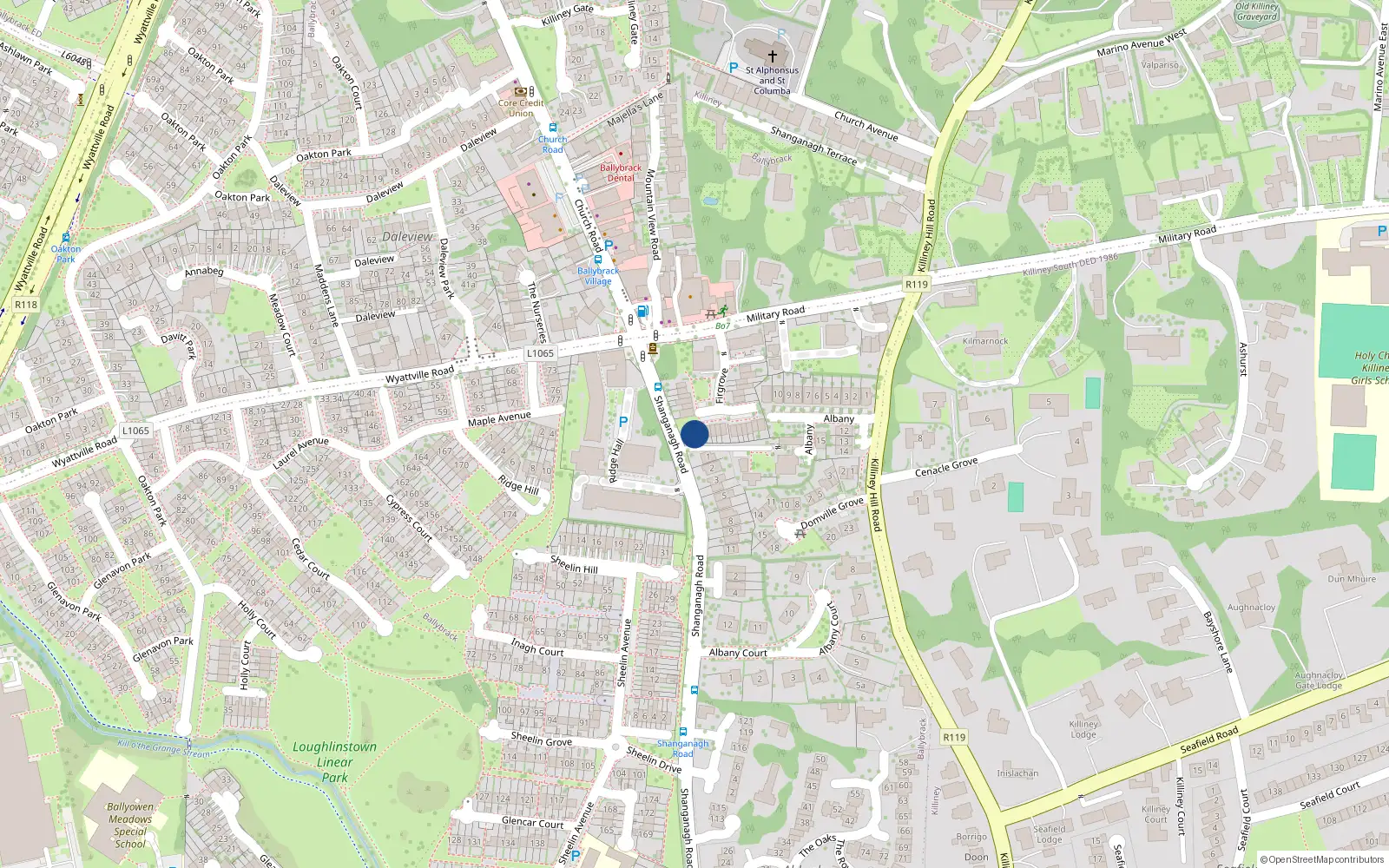 Overhead map showing the location of 24 Firgrove, Killiney