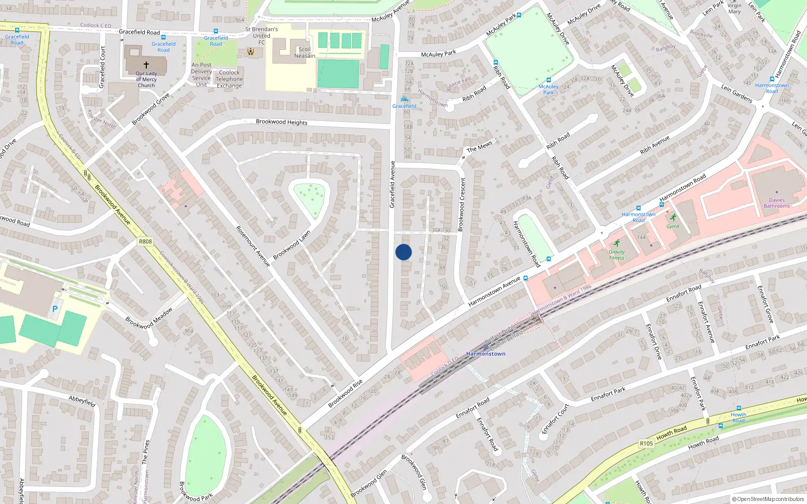 Overhead map showing the location of 24 Gracefield Avenue, Dublin 5