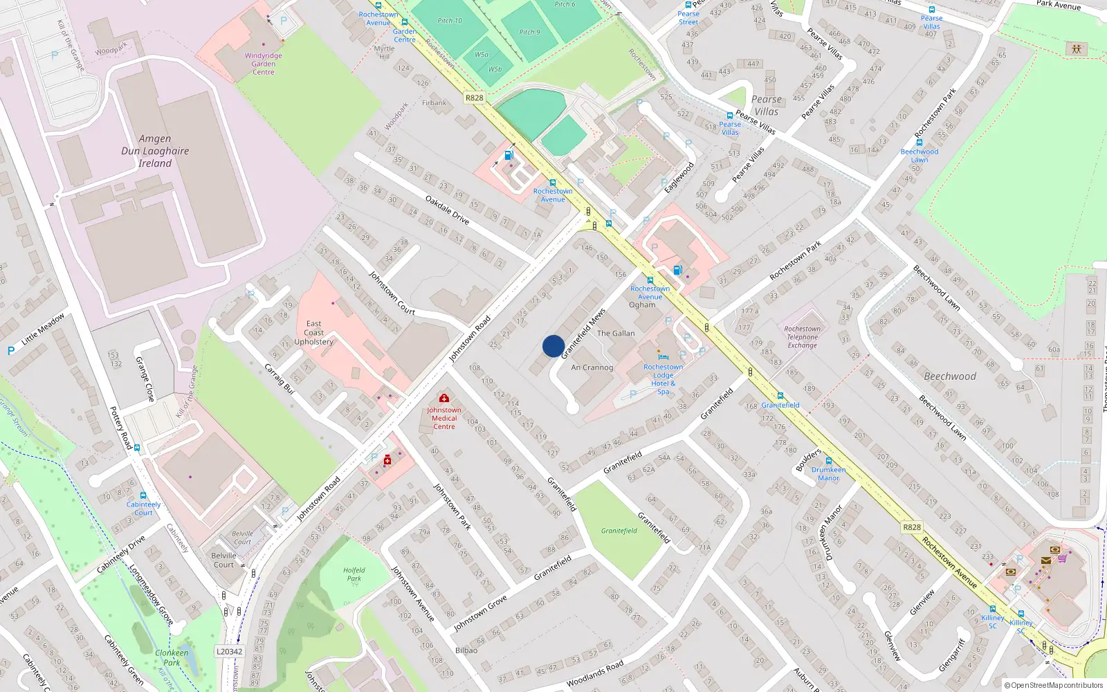 Overhead map showing the location of 24 Granitefield Mews, Rochestown Avenue, Dun Laoghaire