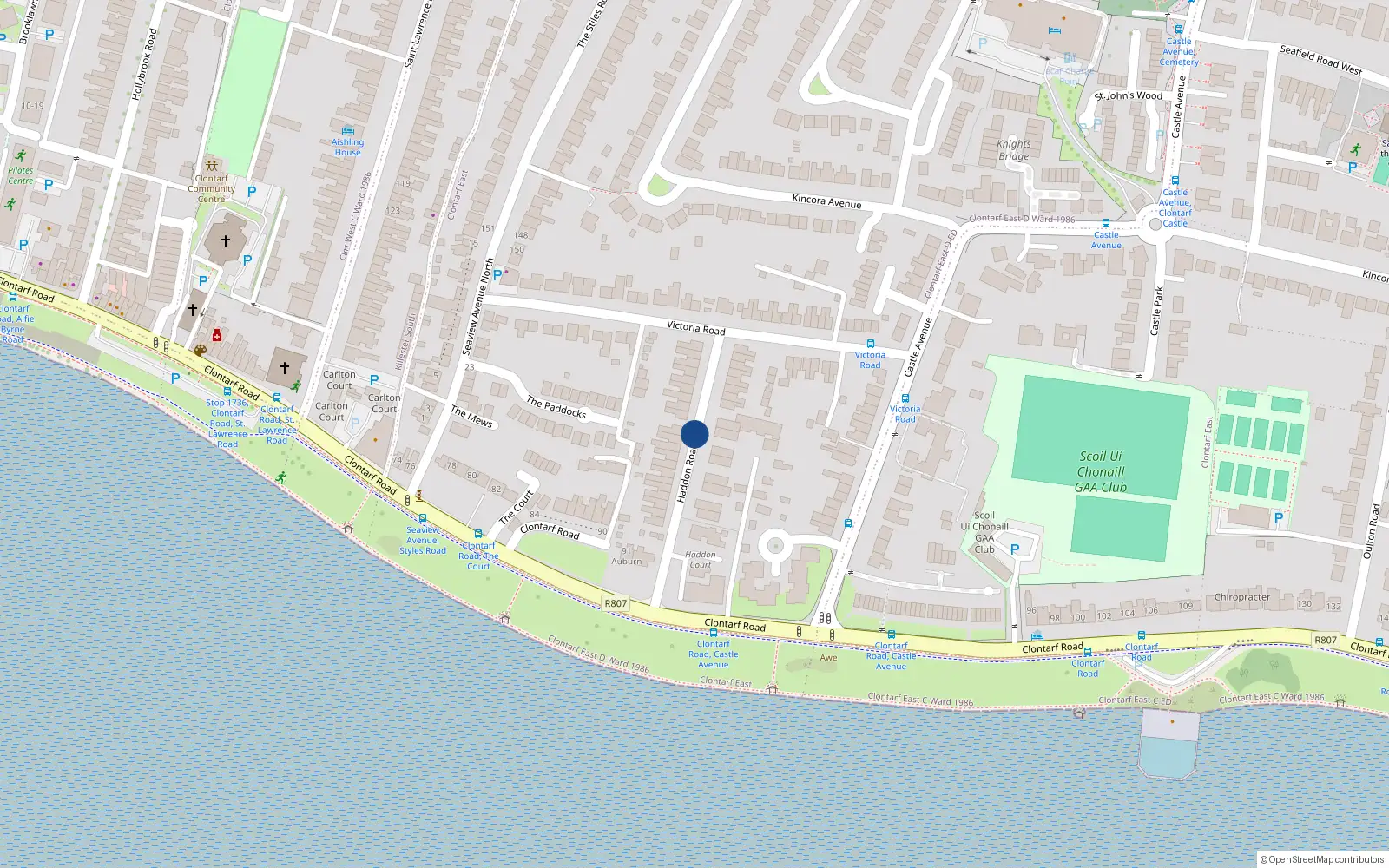 Overhead map showing the location of 4 Haddon Road, Dublin 3