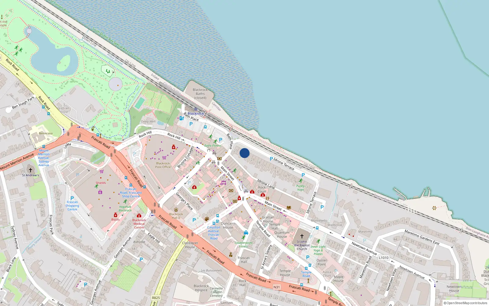 Overhead map showing the location of 24 Idrone Terrace, Dublin