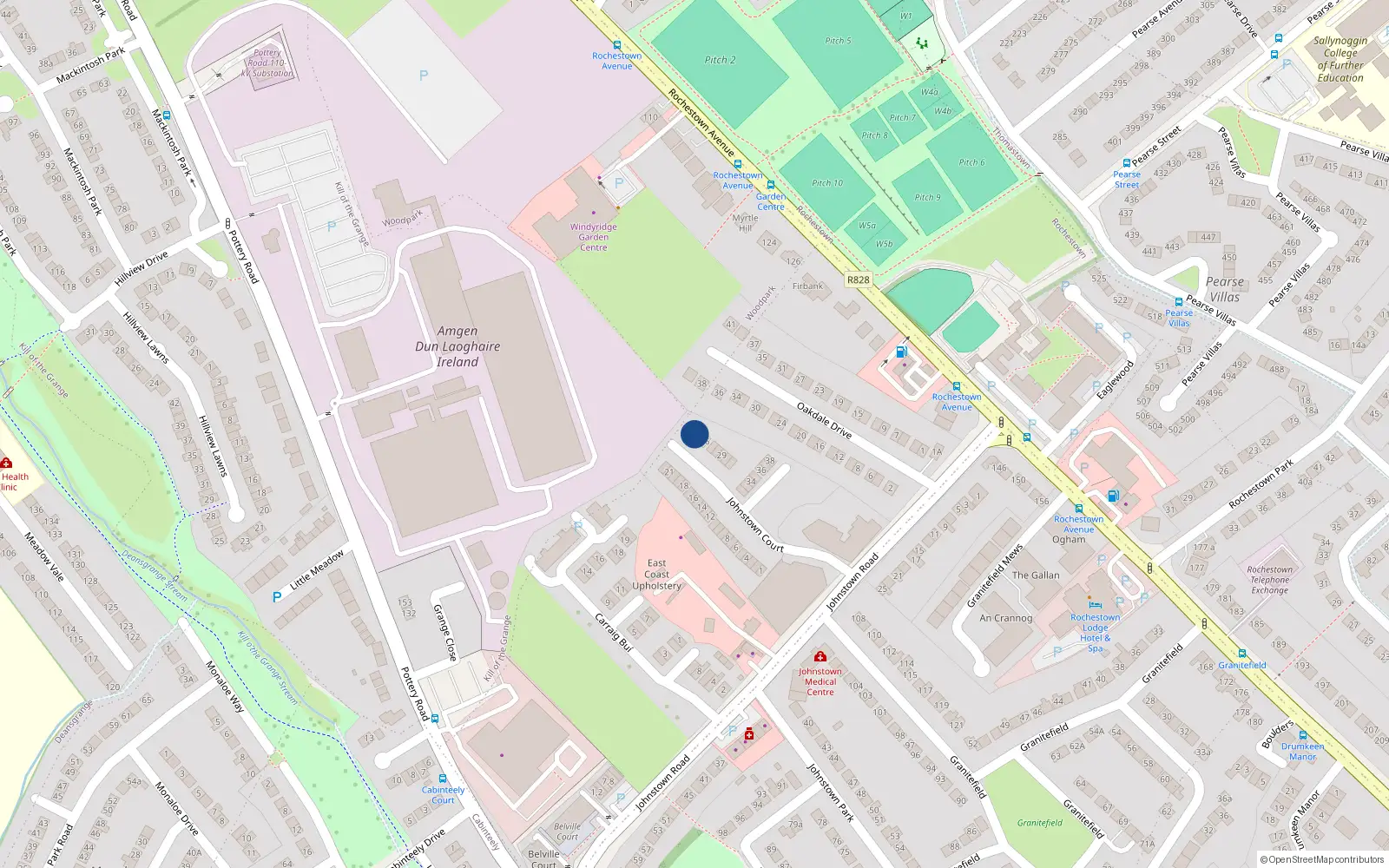 Overhead map showing the location of 24 Johnstown Court, Dun Laoghaire, Dublin