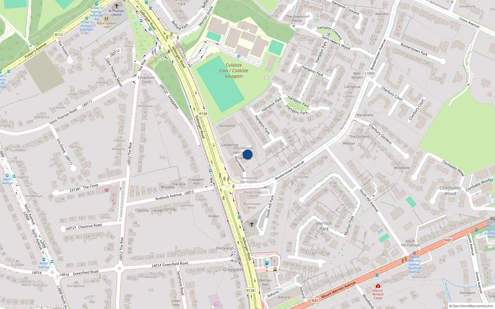 Overhead map showing the location of 24 Lapwing Thornwood, Booterstand Avenue, Blackrock
