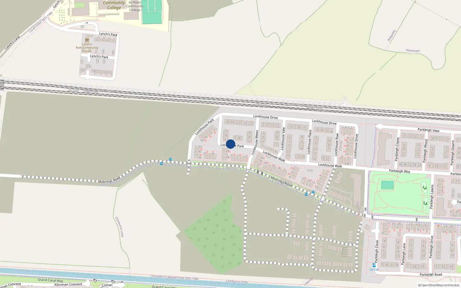 Overhead map showing the location of 24 Lockhouse Park, Clonburris Little