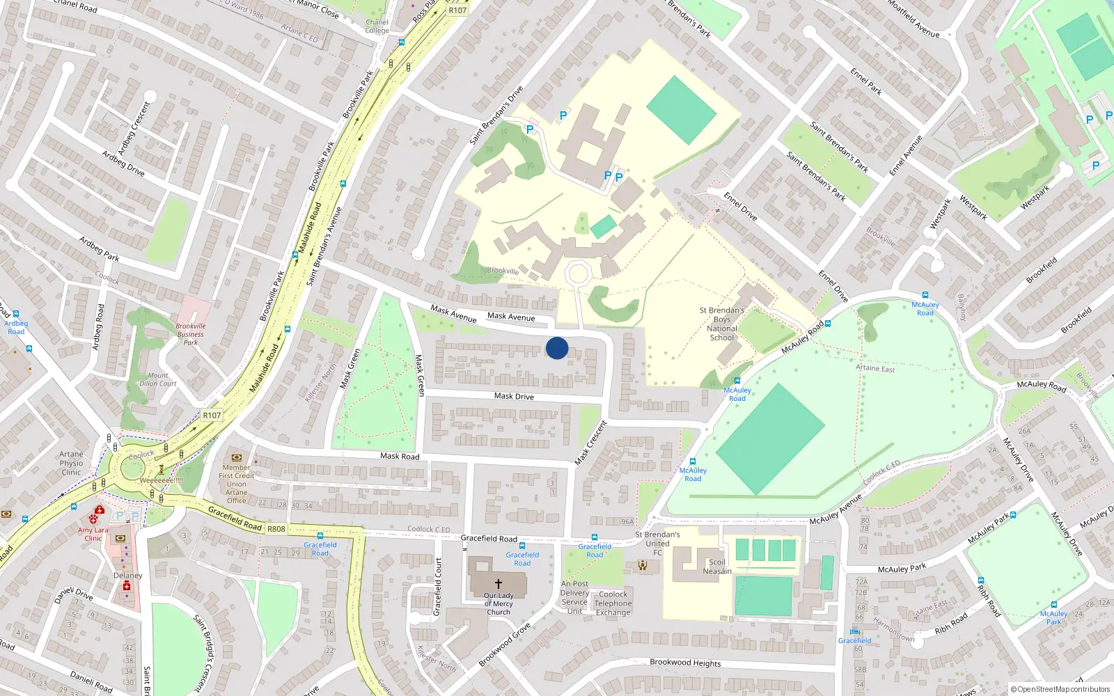 Overhead map showing the location of 24 Mask Avenue, Dublin 5