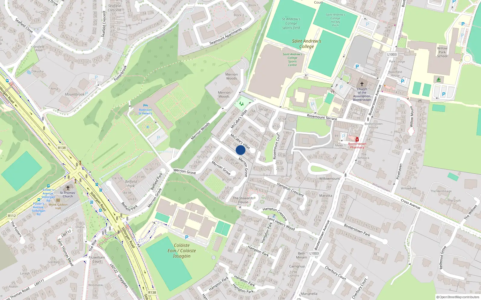 Overhead map showing the location of 24 McCabe Villas, Blackrock