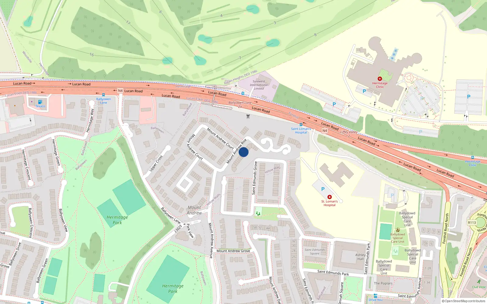 Overhead map showing the location of 24 Mount Andrew Rise, Lucan