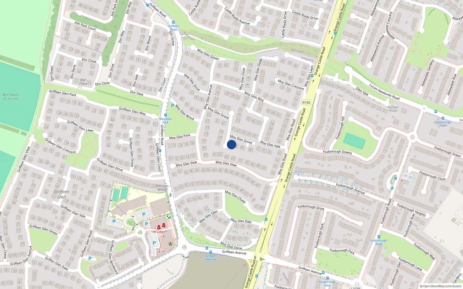 Overhead map showing the location of 24 Moy Glas Grove, Lucan