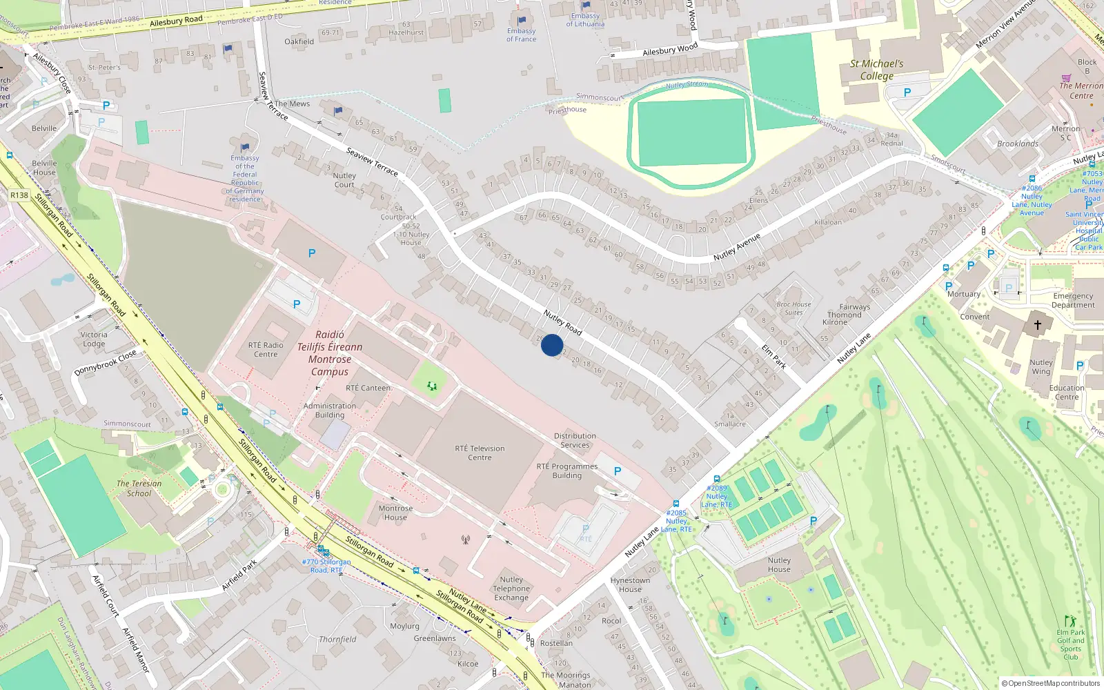 Overhead map showing the location of 24 Nutley Road, Priesthouse