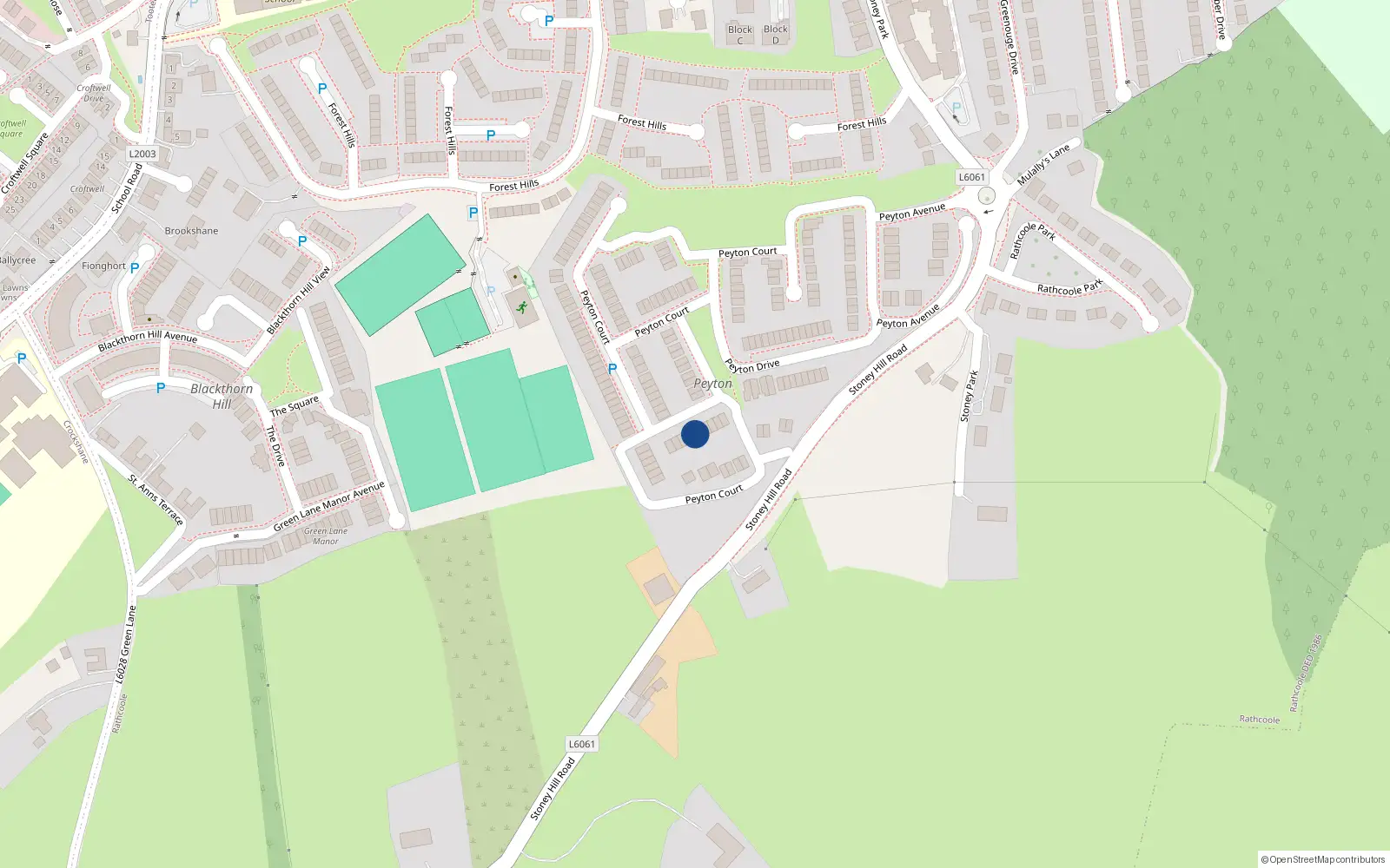 Overhead map showing the location of 24 Petton Square, Rathcoole