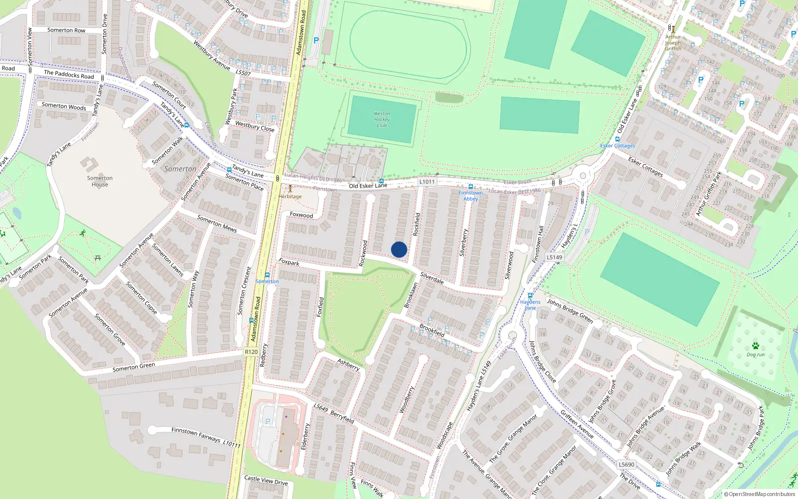 Overhead map showing the location of 24 Rockfield, Lucan