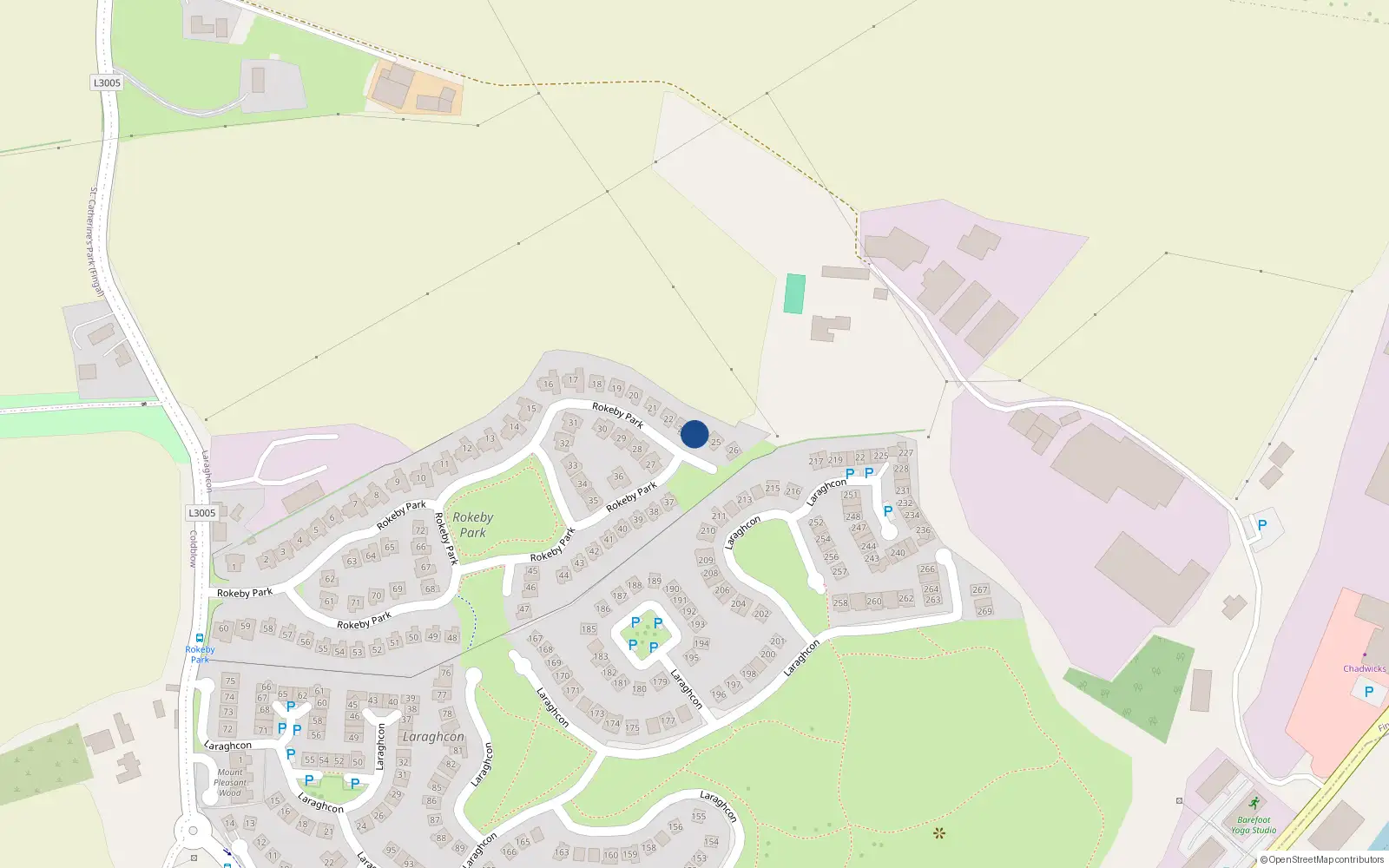 Overhead map showing the location of 24 Rokeby Park, Lucan