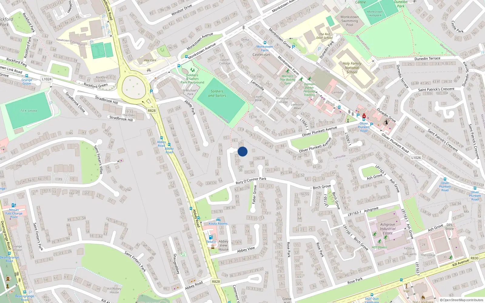 Overhead map showing the location of 24 Rory O'Connor Park, Dublin