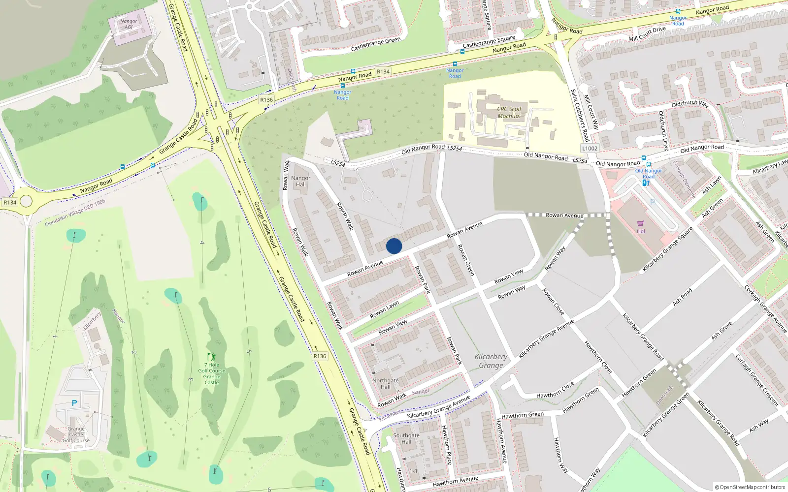 Overhead map showing the location of 24 Rowan Avenue, Nangor