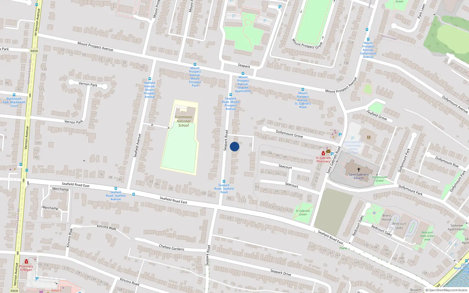 Overhead map showing the location of 24 Seapark Road, Clontarf, Dublin 3