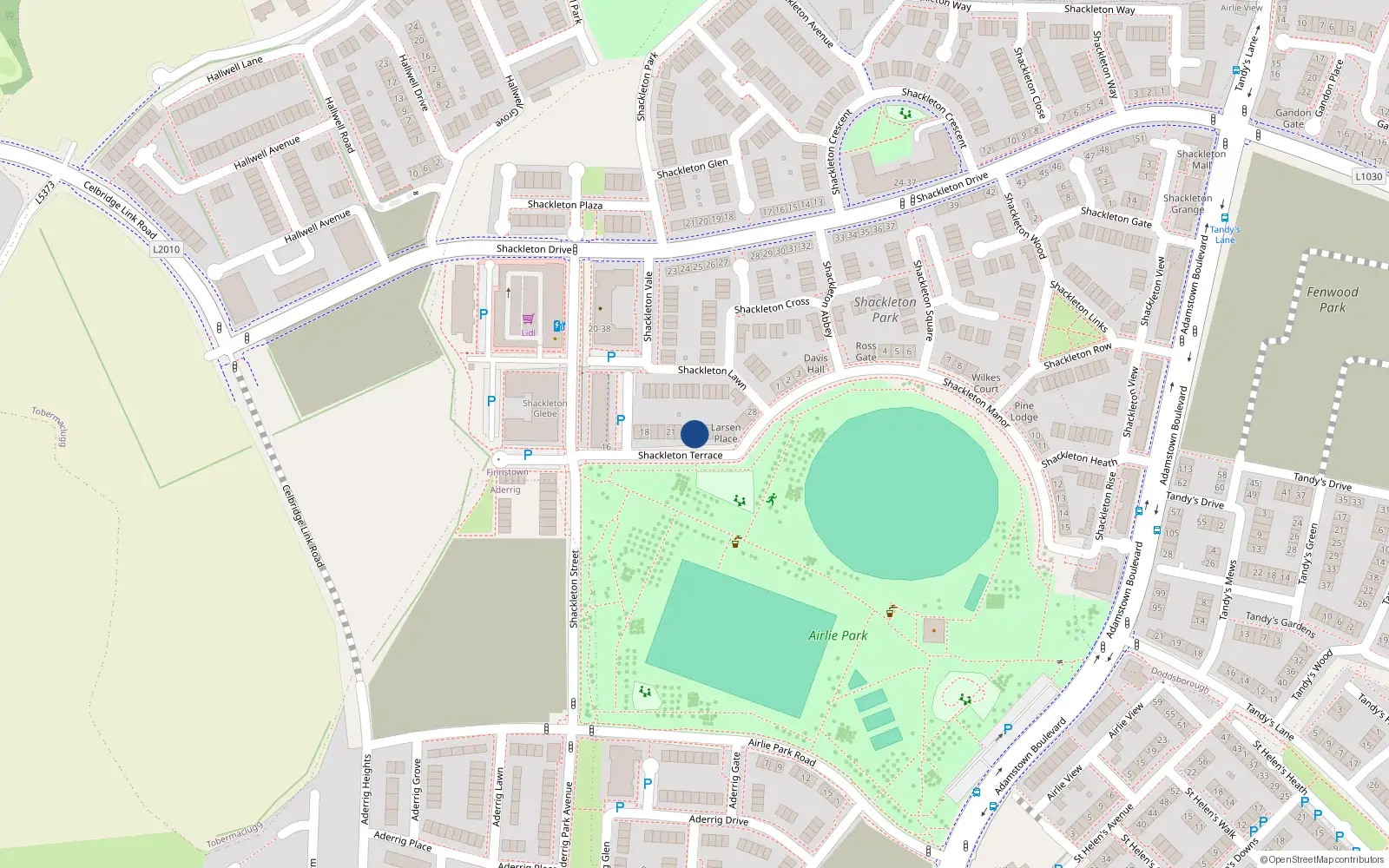 Overhead map showing the location of 24 Shackleton Terrace, Dublin