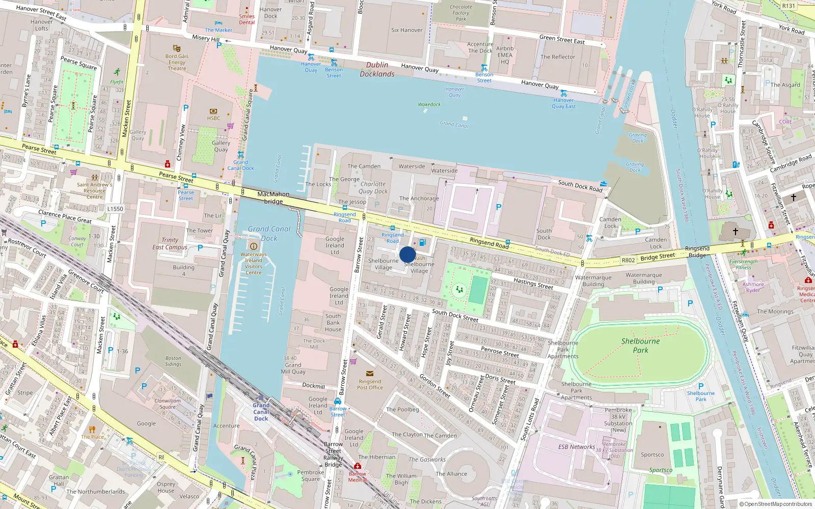 Overhead map showing the location of 24 Shelbourne Village, Dublin 4