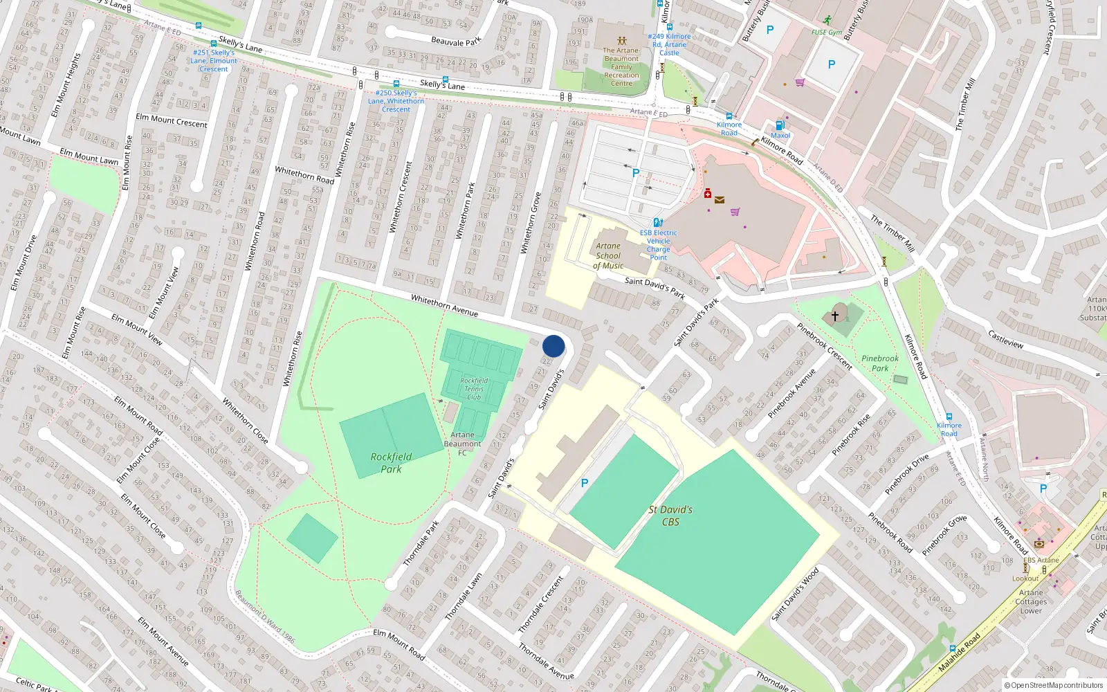 Overhead map showing the location of 24 Saint David's, Dublin 5