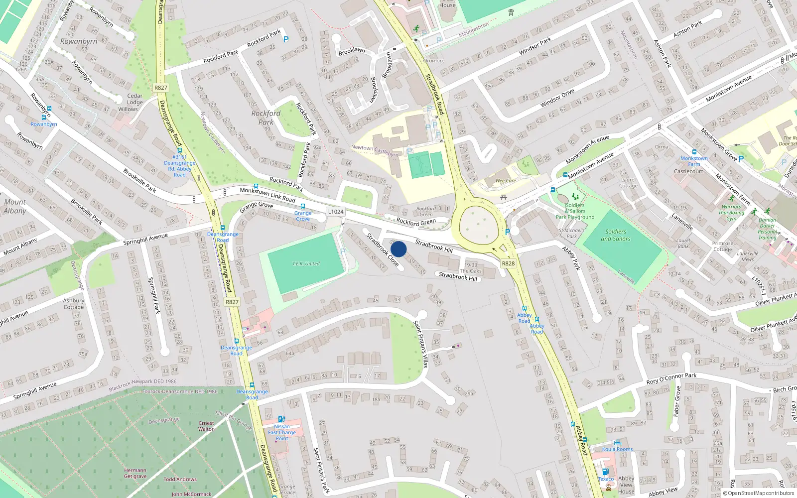 Overhead map showing the location of 24 Stradbrook Close, Blackrock, Dublin
