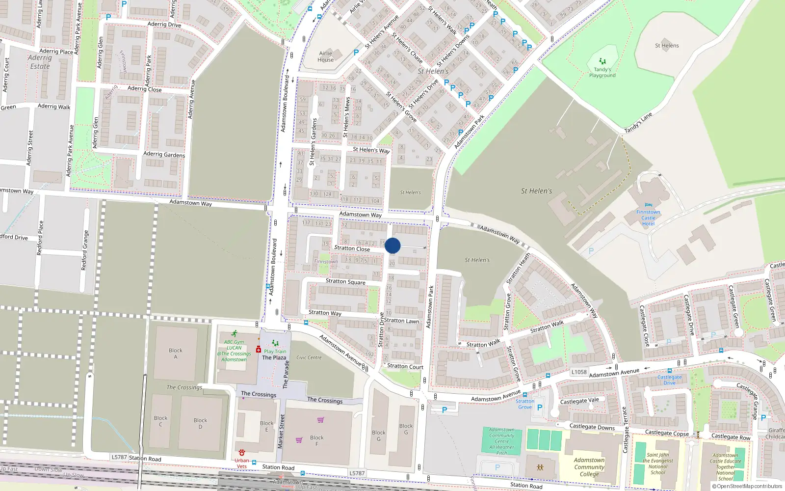 Overhead map showing the location of 24 Stratton Drive, Adamstown Square, Adamstown