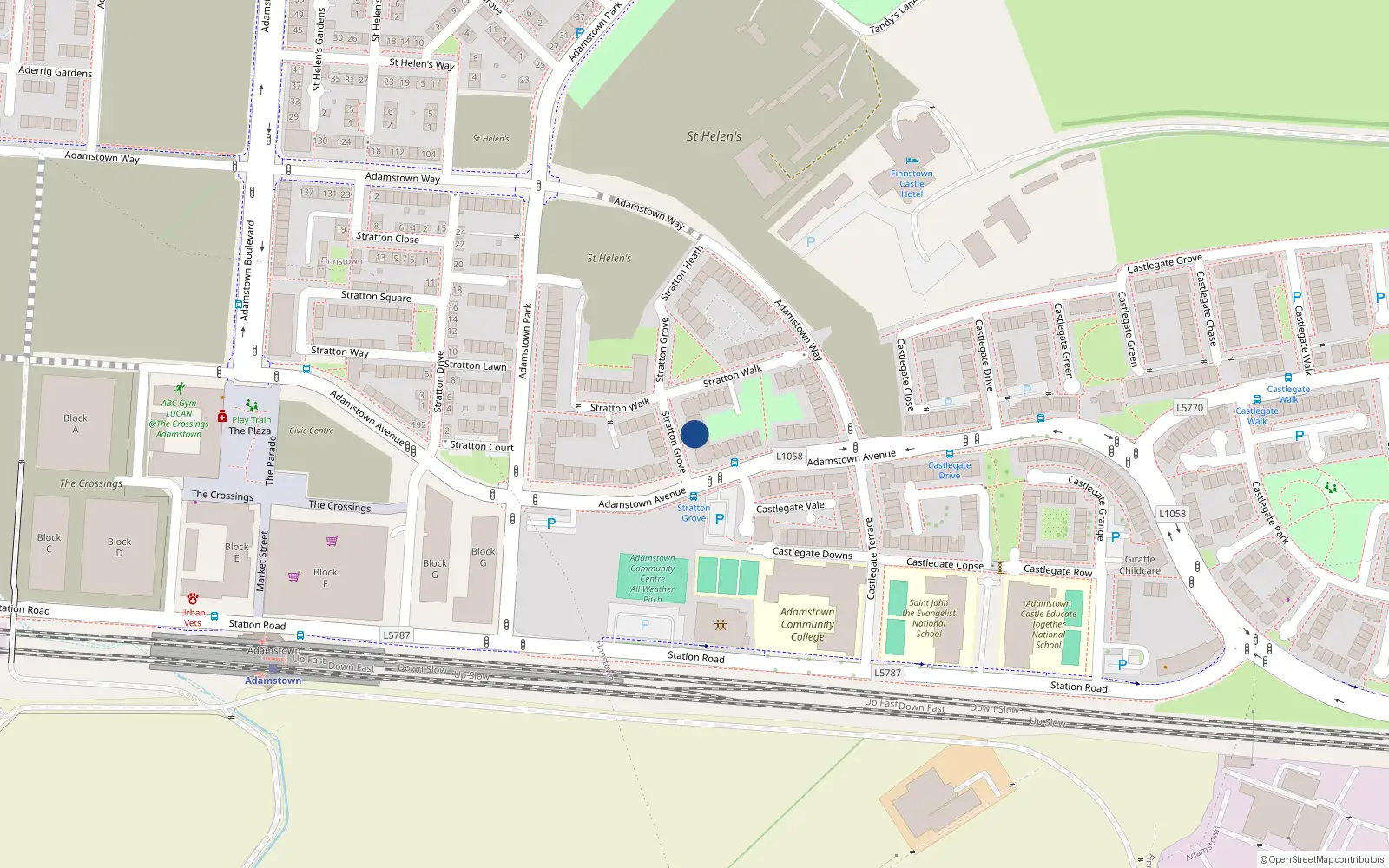 Overhead map showing the location of 24 Stratton Grove, Lucan