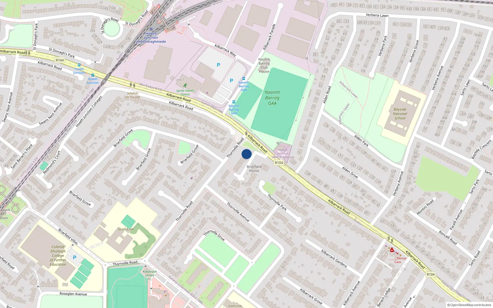 Overhead map showing the location of 24 the Belfry, Kilbarrack Road, Kilbarrack