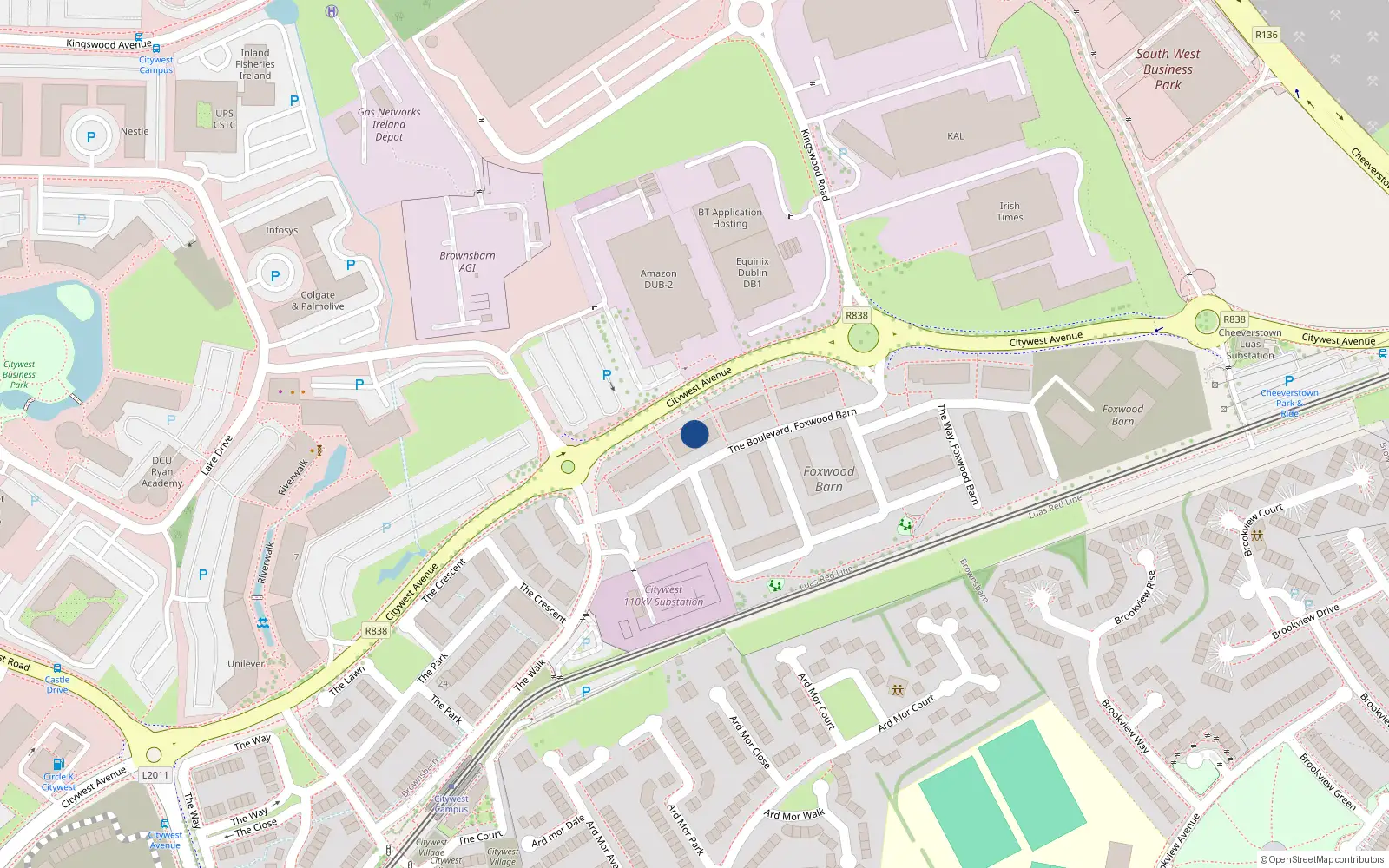 Overhead map showing the location of 24 The Boulevard, Brownsbarn