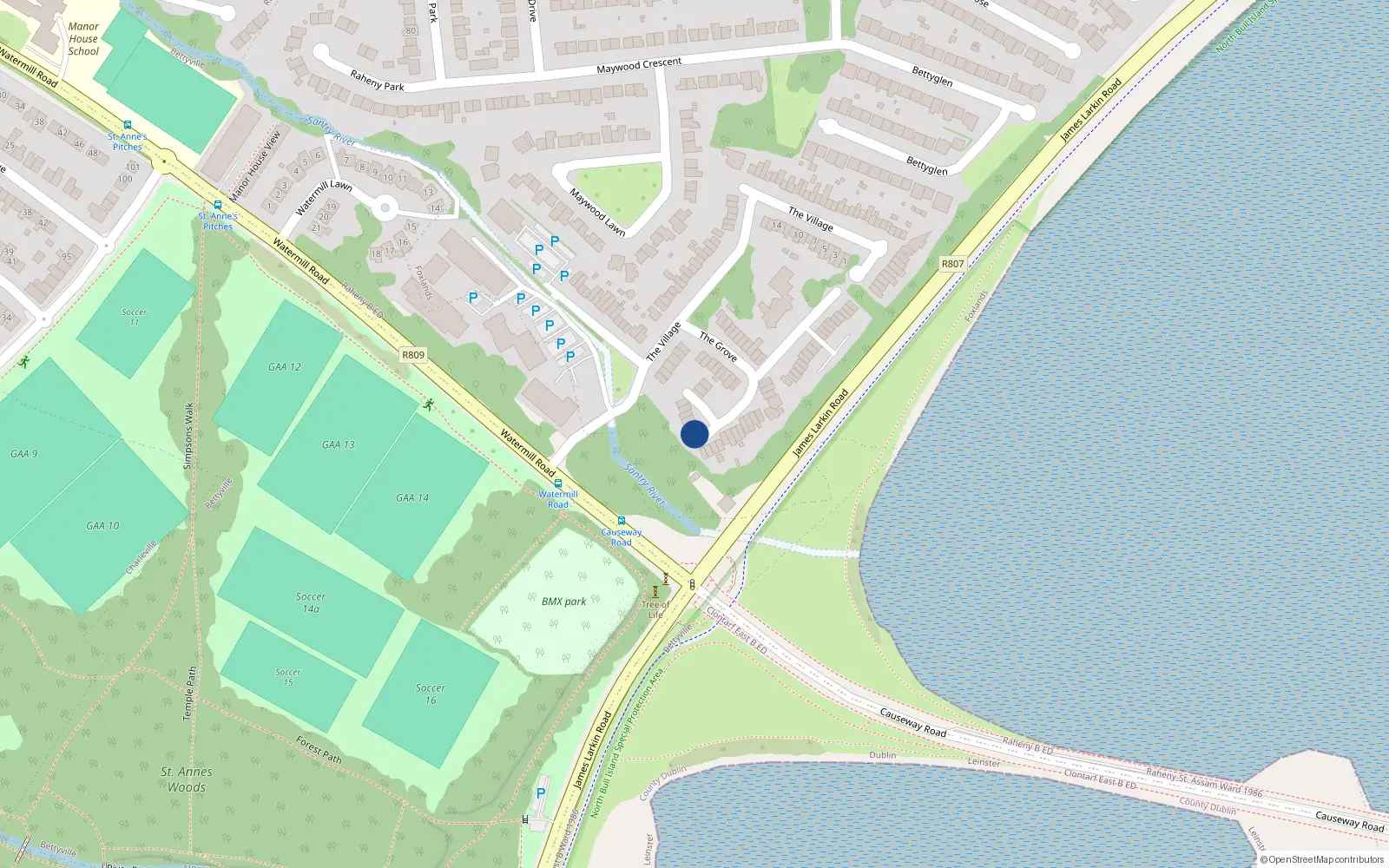 Overhead map showing the location of 24 The Grove, Dublin 5